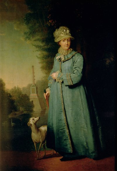 Walking in the Park at Tsarskoye Selo (with the Chessmen Column in the Background) 1794 by Vladimir Lukich Borovikovsky